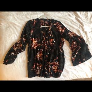Black Flowered Blouse (Medium)